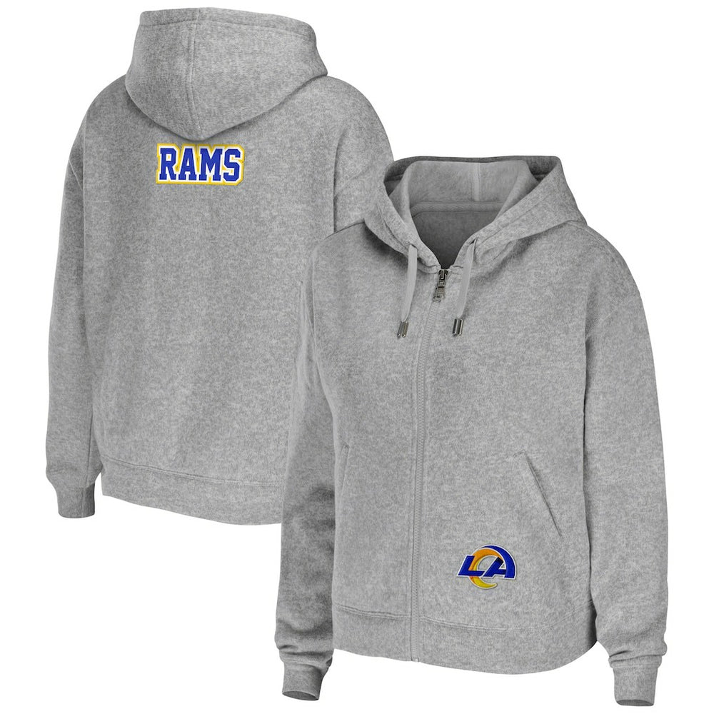 Los Angeles Rams WEAR by Erin Andrews Women's Team Full-Zip Hoodie - Heathered Gray - NFL