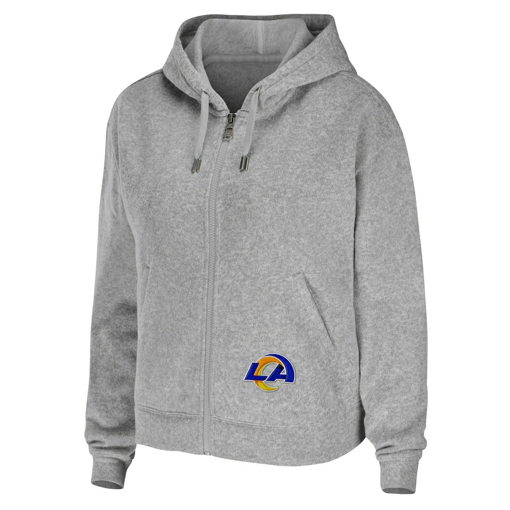 Los Angeles Rams WEAR by Erin Andrews Women's Team Full-Zip Hoodie - Heathered Gray - NFL
