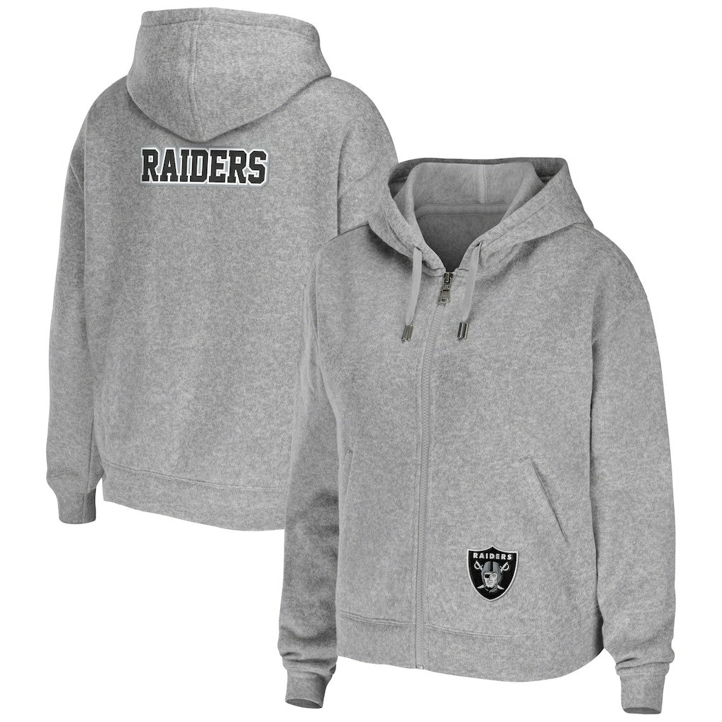 Las Vegas Raiders WEAR by Erin Andrews Women's Team Full-Zip Hoodie - Heathered Gray - NFL