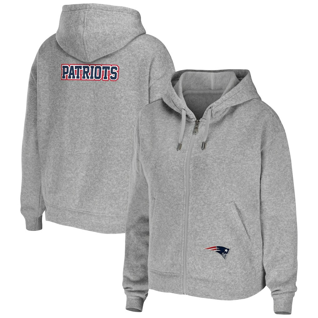New England Patriots WEAR by Erin Andrews Women's Team Full-Zip Hoodie - Heathered Gray - NFL