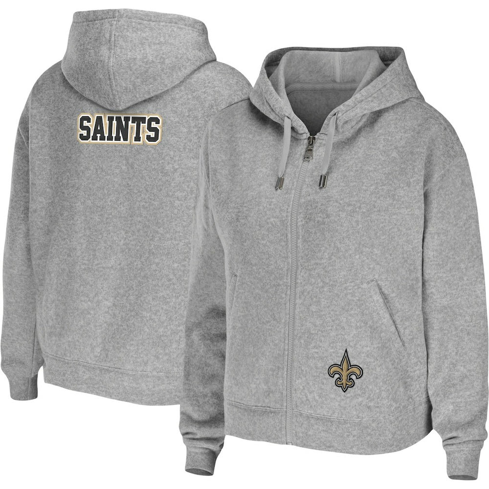 New Orleans Saints WEAR by Erin Andrews Women's Team Full-Zip Hoodie - Heathered Gray - NFL