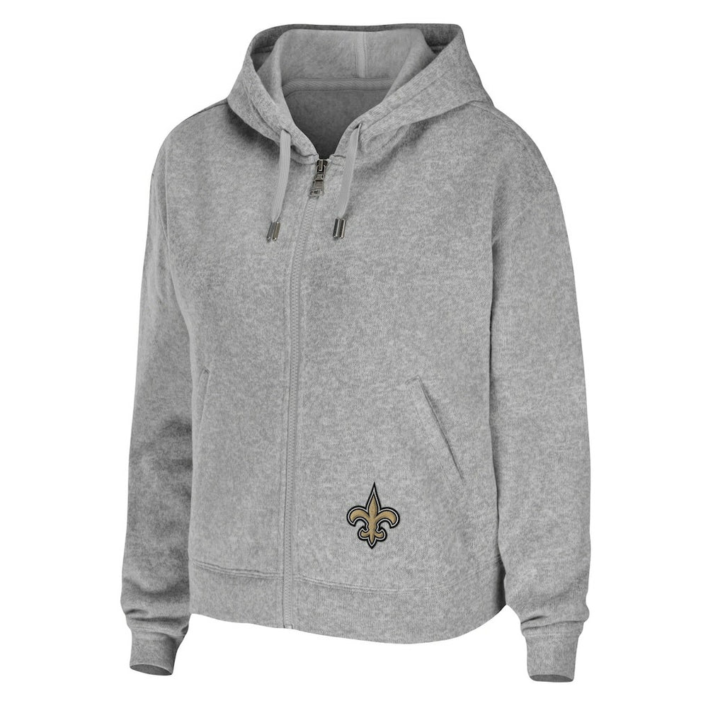New Orleans Saints WEAR by Erin Andrews Women's Team Full-Zip Hoodie - Heathered Gray - NFL