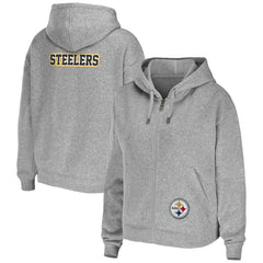 Pittsburgh Steelers WEAR by Erin Andrews Women's Team Full-Zip Hoodie - Heathered Gray - NFL