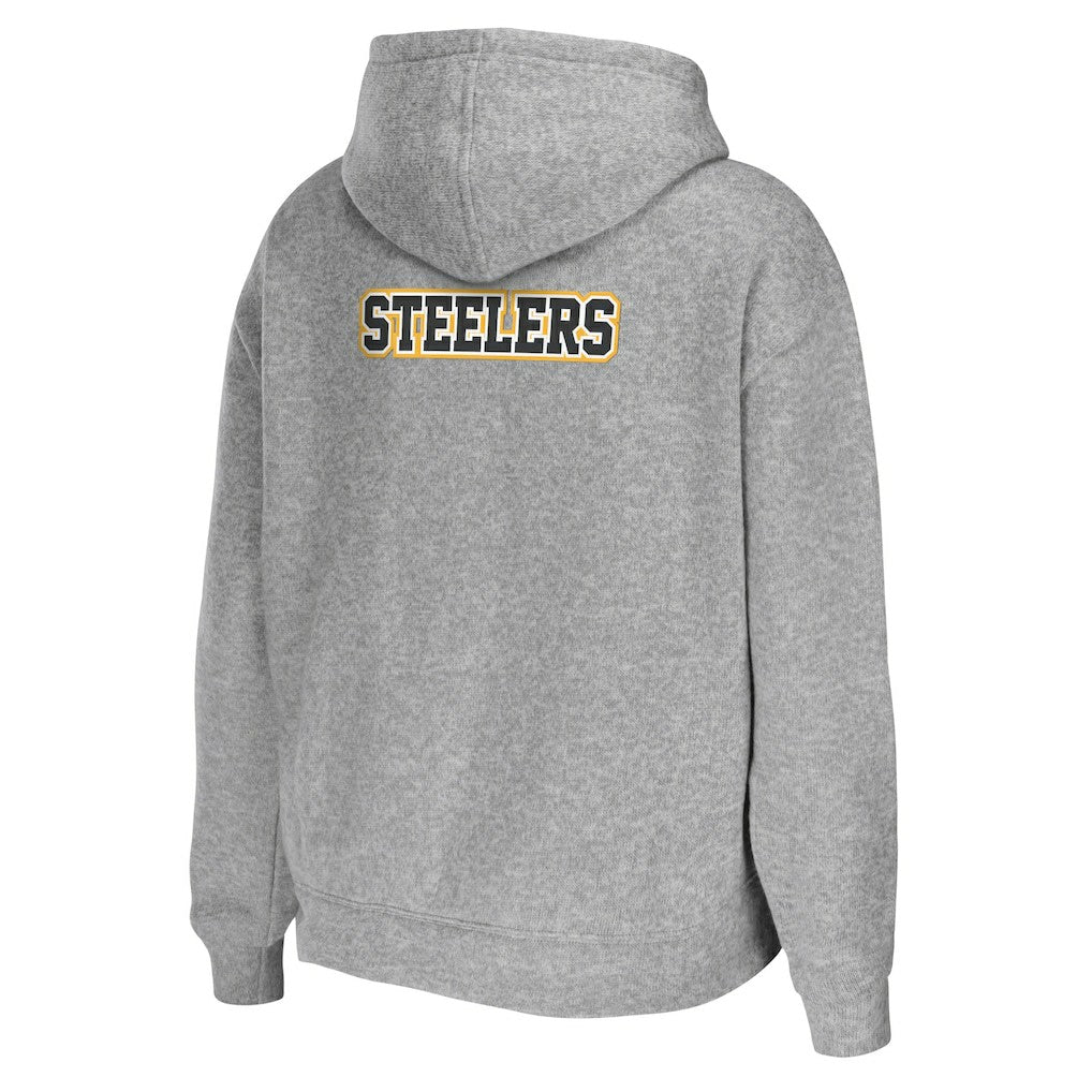 Pittsburgh Steelers WEAR by Erin Andrews Women's Team Full-Zip Hoodie - Heathered Gray - NFL