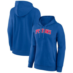 Detroit Pistons Women's Wordmark Alt Pullover Hoodie Blue