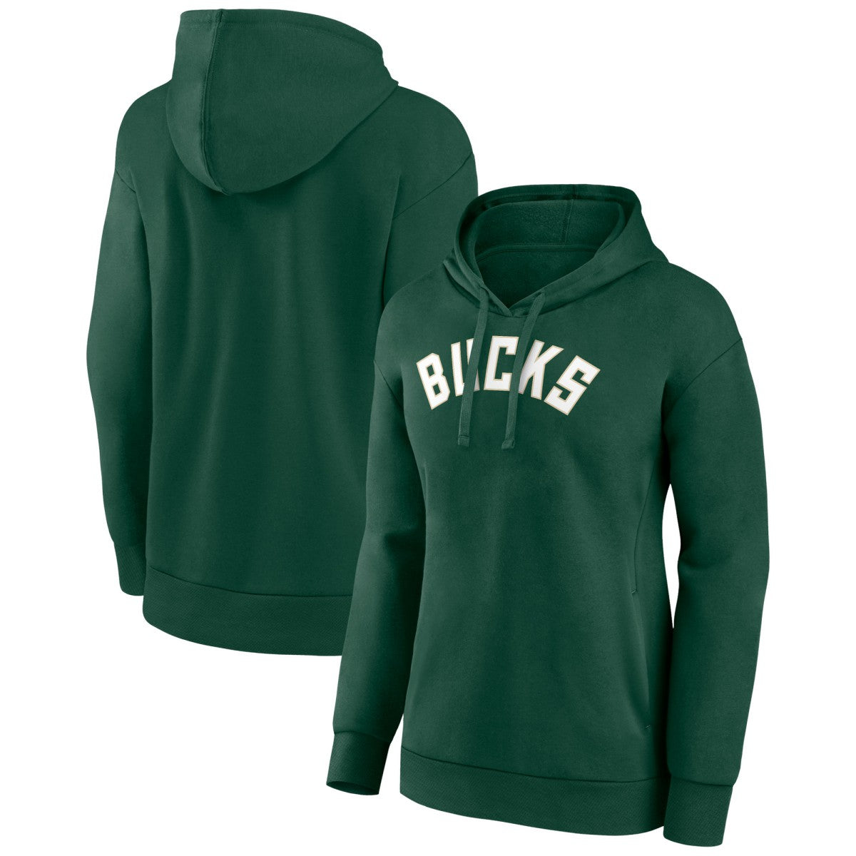 Milwaukee Bucks Women's Wordmark Alt Pullover Hoodie Hunter Green