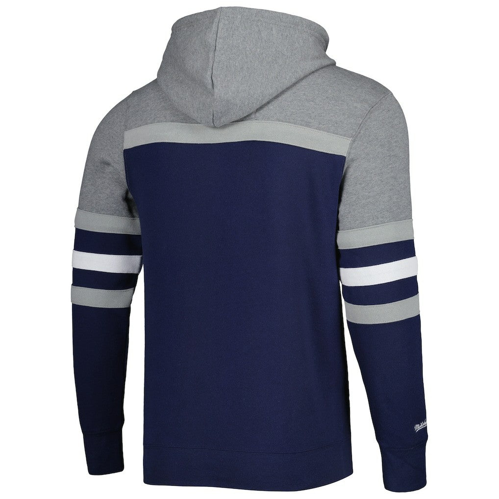 Dallas Cowboys Head Coach Pullover Hoodie - Navy/Heathered Gray - Mitchell & Ness