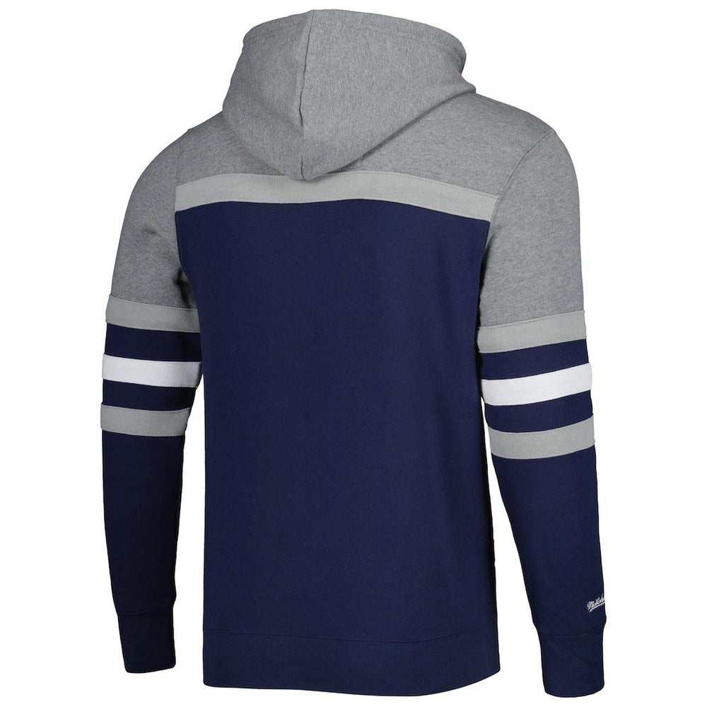 Dallas Cowboys Head Coach Pullover Hoodie - Navy/Heathered Gray - Mitchell & Ness