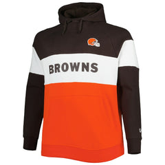 Cleveland Browns New Era Big & Tall Current Colorblock Raglan Fleece Pullover Hoodie - Orange/Brown - NFL