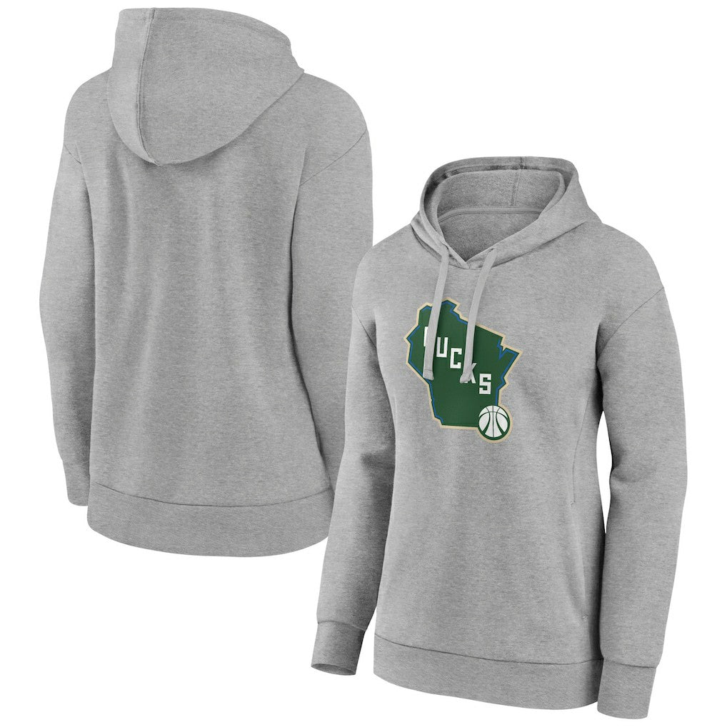 Milwaukee Bucks Women's Alternate Logo Pullover Hoodie Gray