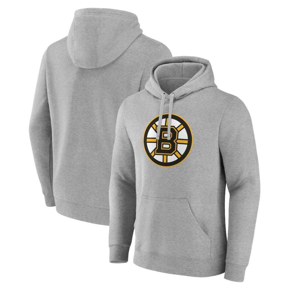 Boston Bruins Fanatics Primary Logo Pullover Hoodie - Heather Gray | Fanatics Lifestyle