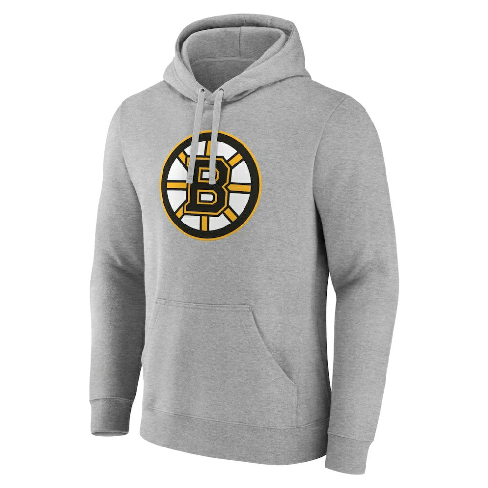 Boston Bruins Fanatics Primary Logo Pullover Hoodie - Heather Gray | Fanatics Lifestyle