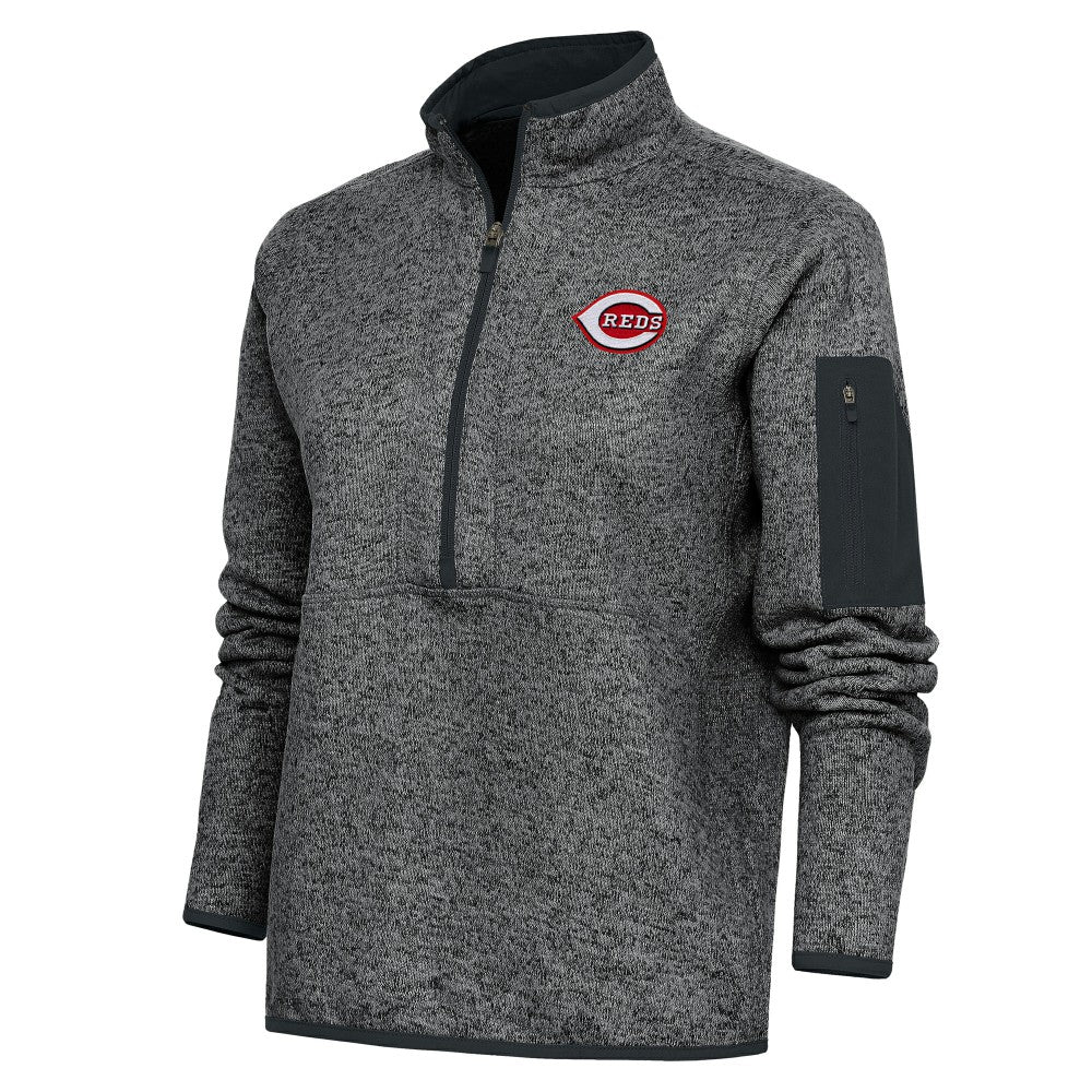 Cincinnati Reds Antigua Women's Logo Fortune Quarter-Zip Pullover Jacket Sale