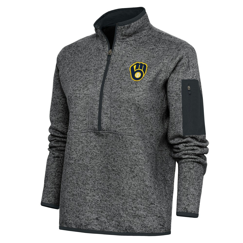 Milwaukee Brewers Antigua Women's Logo Fortune Quarter-Zip Pullover Jacket Near Me