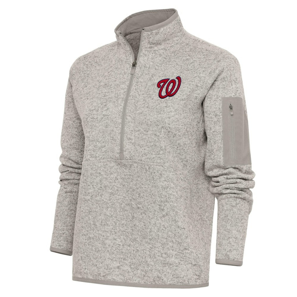 Washington Nationals Antigua Women's Logo Fortune Quarter-Zip Pullover Jacket for sale
