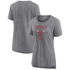 Chicago Bulls Women's Heritage Tri-Blend T-Shirt Heather Gray
