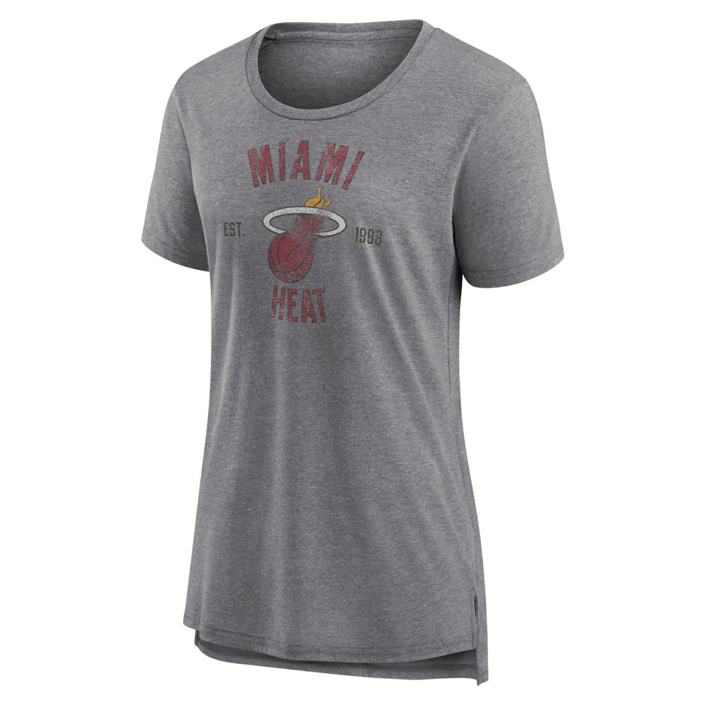 Miami Heat Women's Heritage Tri-Blend T-Shirt Heather Gray