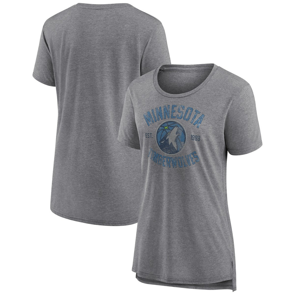 Minnesota Timberwolves Women's Heritage Tri-Blend T-Shirt Heather Gray