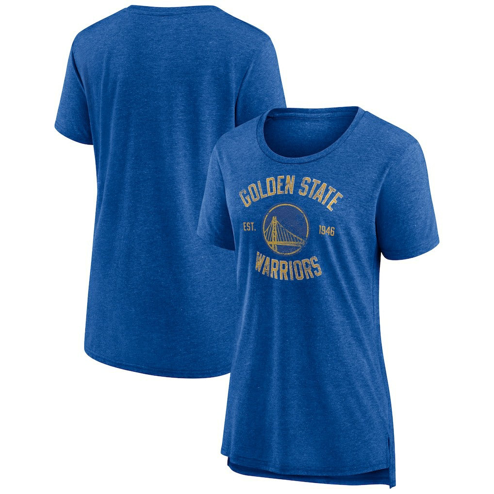 Golden State Warriors Women's Heritage Tri-Blend T-Shirt Heather Royal