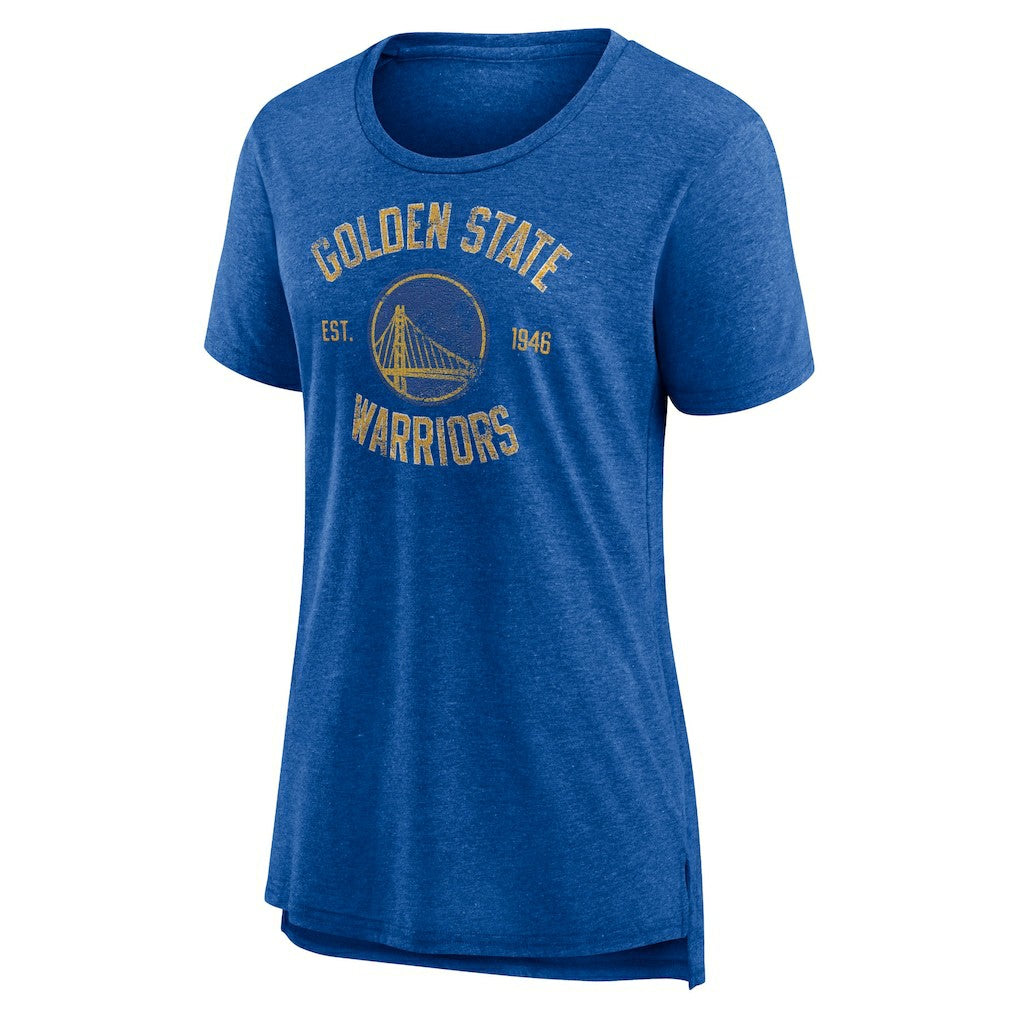 Golden State Warriors Women's Heritage Tri-Blend T-Shirt Heather Royal