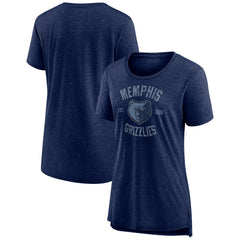 Memphis Grizzlies Women's Heritage Tri-Blend T-Shirt Heather Navy
