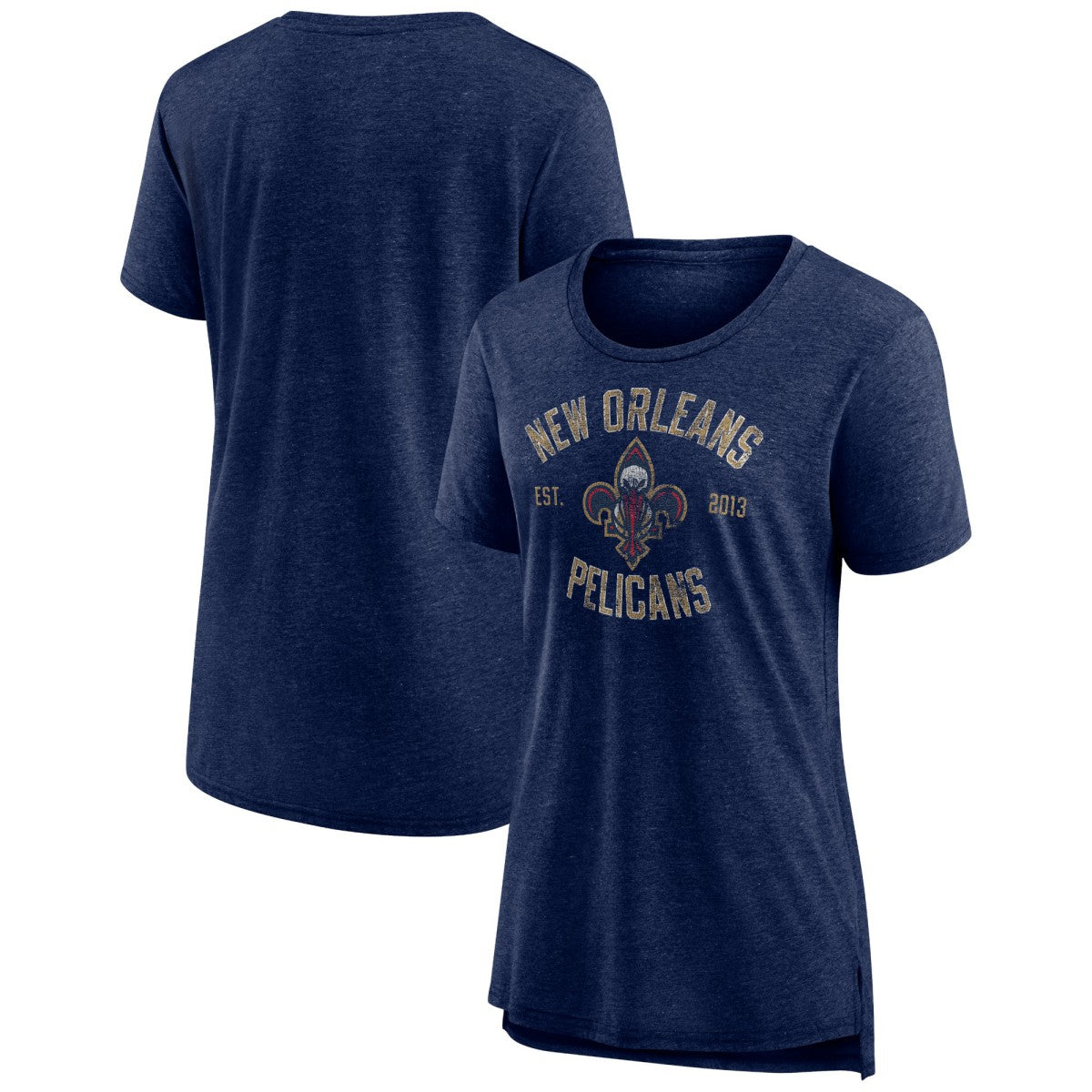 New Orleans Pelicans Women's Heritage Tri-Blend T-Shirt Heather Navy