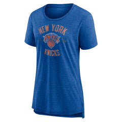 New York Knicks Women's Heritage Tri-Blend T-Shirt Heather Blue