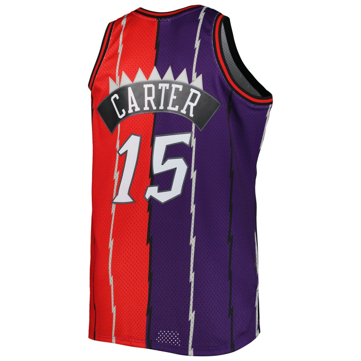Mitchell & Ness Vince Carter Toronto Raptors Big & Tall Hardwood Classics 1998/99 Split Swingman Jersey Purple/Red