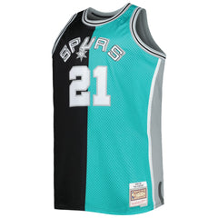 Mitchell & Ness Tim Duncan San Antonio Spurs Big & Tall Hardwood Classics 1998/99 Split Swingman Jersey Black/Teal