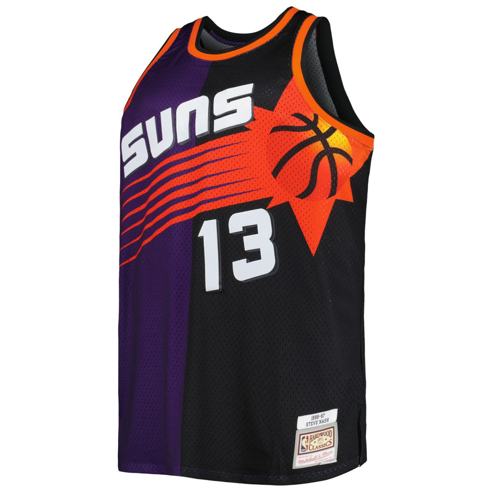 Mitchell & Ness Steve Nash Phoenix Suns Big & Tall Hardwood Classics 1996/97 Split Swingman Jersey Purple/Black