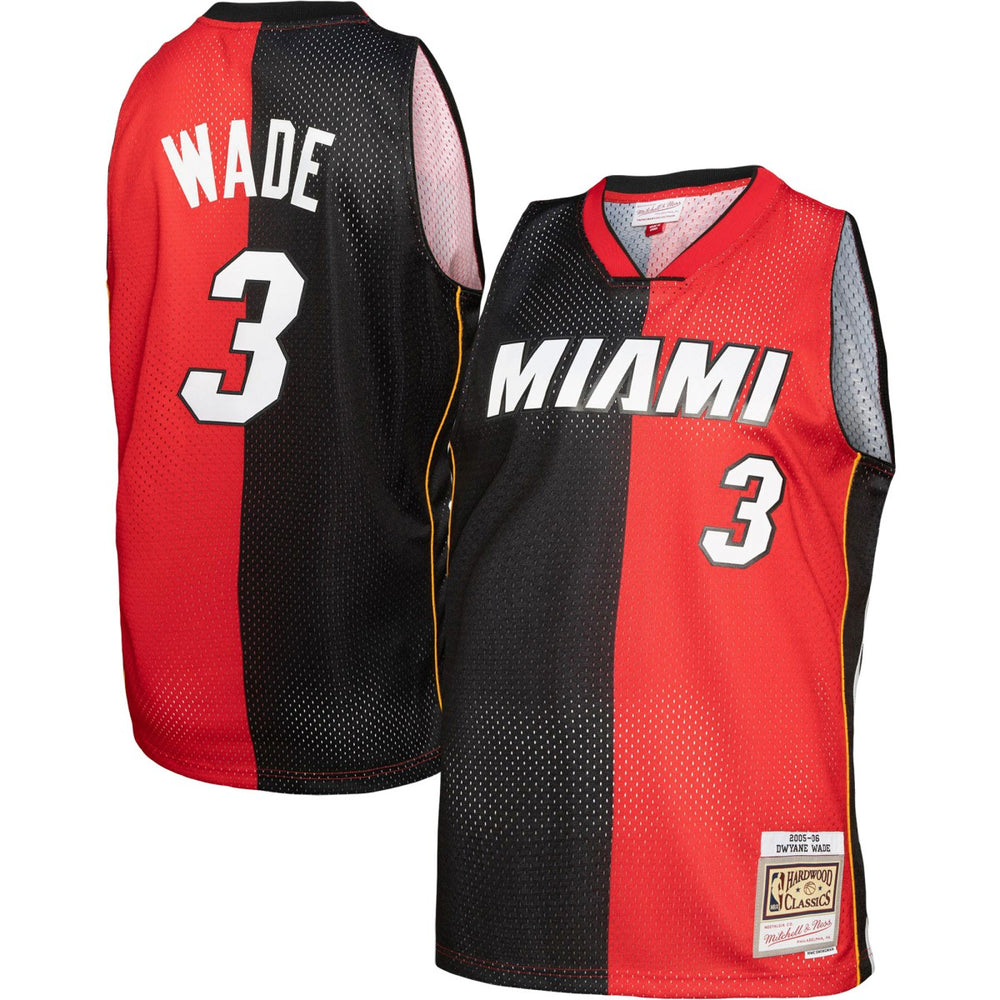 Mitchell & Ness Dwyane Wade Miami Heat Big & Tall Hardwood Classics 2005/06 Split Swingman Jersey Black/Red
