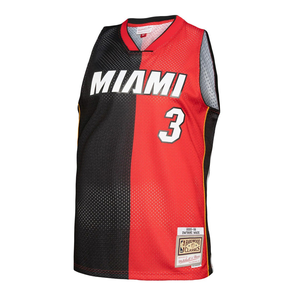 Mitchell & Ness Dwyane Wade Miami Heat Big & Tall Hardwood Classics 2005/06 Split Swingman Jersey Black/Red