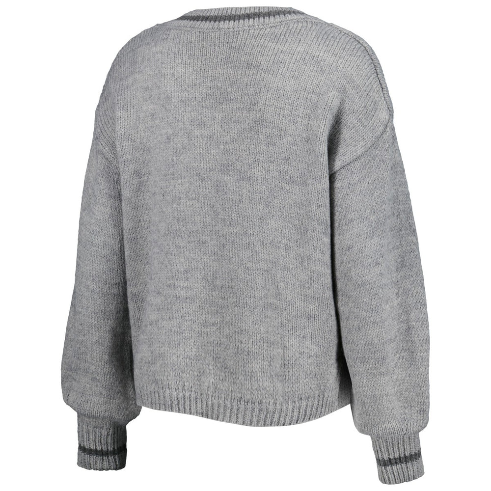 Los Angeles Lakers Lusso Women's Scarletts Lantern Sleeve Tri-Blend V-Neck Pullover Sweater Gray