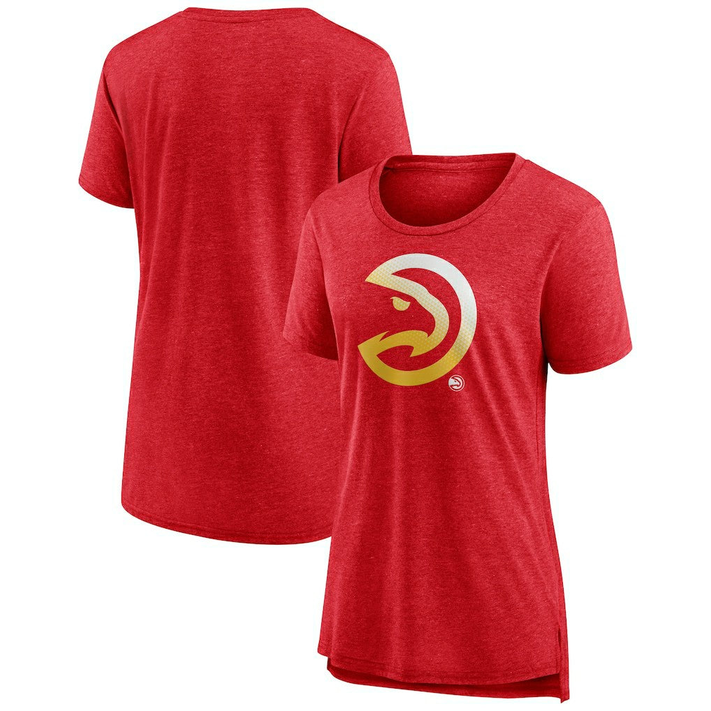 Atlanta Hawks Women's Gradient Logo Tri-Blend T-Shirt Heather Red