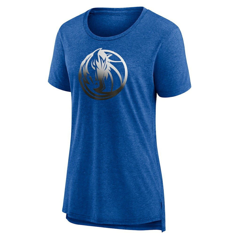 Dallas Mavericks Women's Gradient Logo Tri-Blend T-Shirt Heather Royal