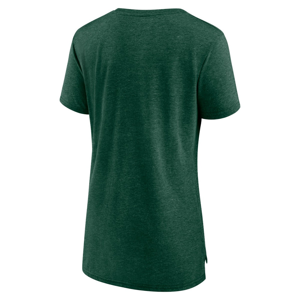 Milwaukee Bucks Women's Gradient Logo Tri-Blend T-Shirt Heather Hunter Green