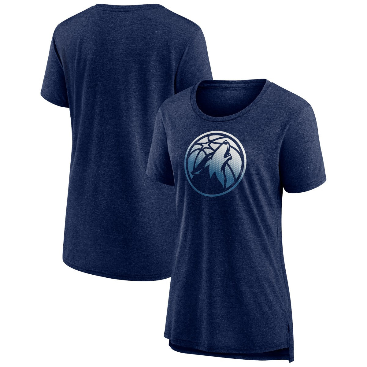 Minnesota Timberwolves Women's Gradient Logo Tri-Blend T-Shirt Heather Navy