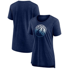 Minnesota Timberwolves Women's Gradient Logo Tri-Blend T-Shirt Heather Navy