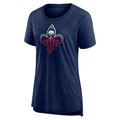New Orleans Pelicans Women's Gradient Logo Tri-Blend T-Shirt Heather Navy