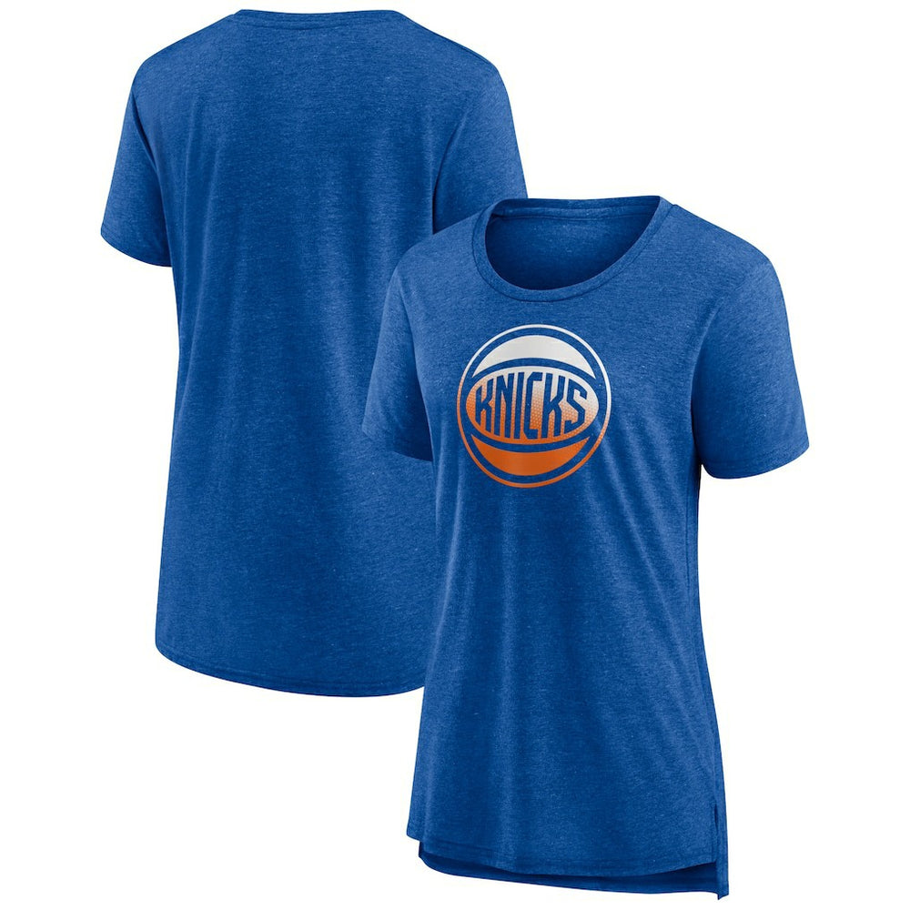 New York Knicks Women's Gradient Logo Tri-Blend T-Shirt Heather Blue
