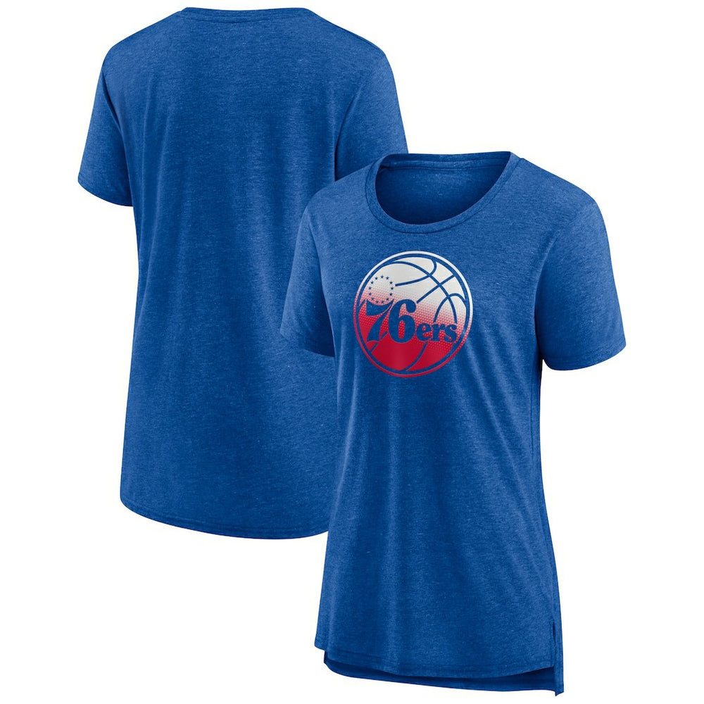 Philadelphia 76ers Women's Gradient Logo Tri-Blend T-Shirt Heather Red