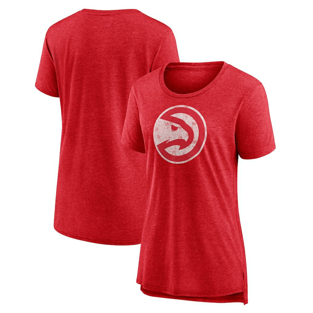 Atlanta Hawks Women's Distressed Logo Tri-Blend T-Shirt Heather Red