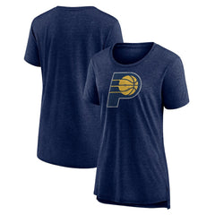 Indiana Pacers Women's Distressed Logo Tri-Blend T-Shirt Heather Navy