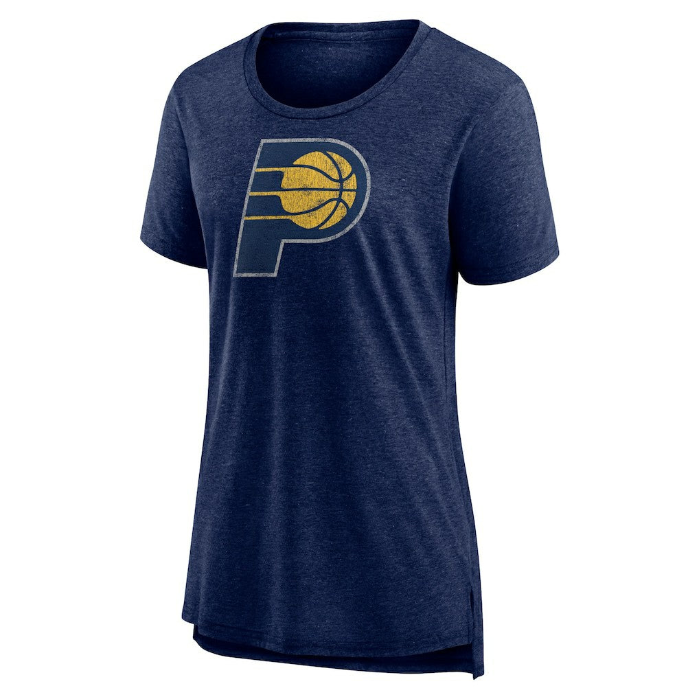 Indiana Pacers Women's Distressed Logo Tri-Blend T-Shirt Heather Navy