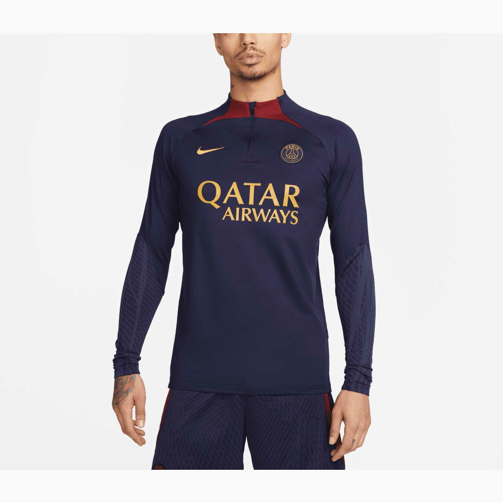 Nike - Paris Saint-Germain 2023/24 Strike Drill Performance Raglan Quarter-Zip Long Sleeve Top - Navy
