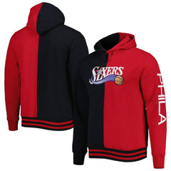 Mitchell & Ness Philadelphia 76ers Big & Tall Hardwood Classics Split Pullover Hoodie Black/Red
