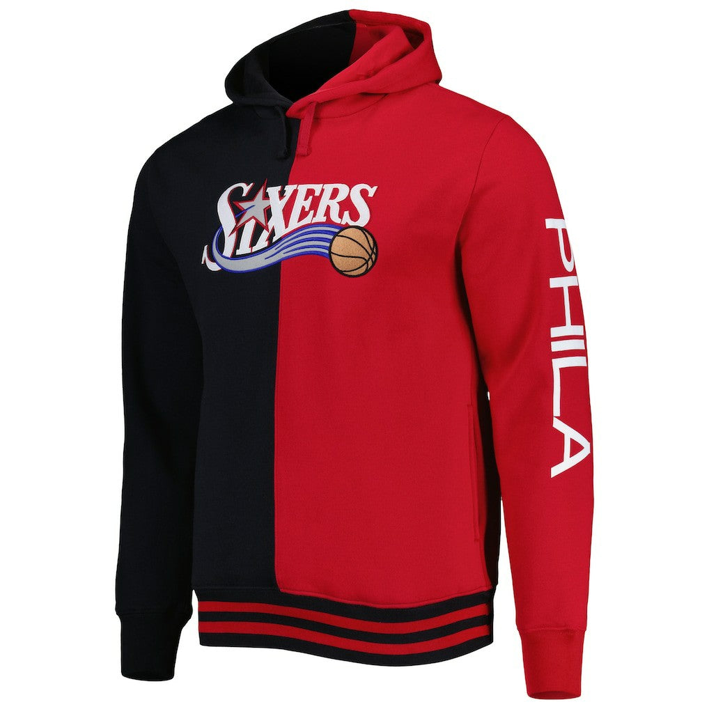 Mitchell & Ness Philadelphia 76ers Big & Tall Hardwood Classics Split Pullover Hoodie Black/Red