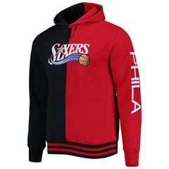 Mitchell & Ness Philadelphia 76ers Big & Tall Hardwood Classics Split Pullover Hoodie Black/Red