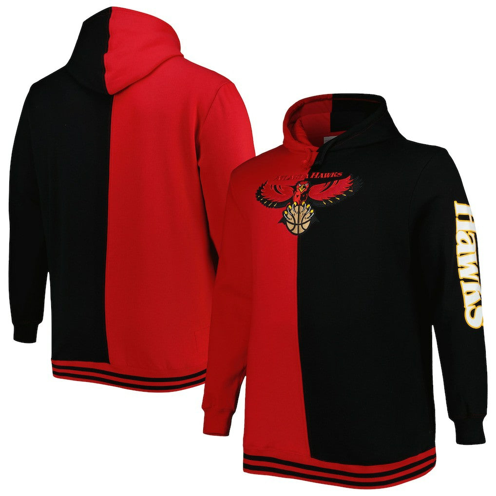 Mitchell & Ness Atlanta Hawks Hardwood Classics Big & Tall Hardwood Classics Split Pullover Hoodie Red/Black