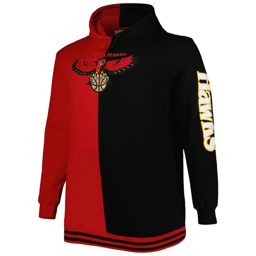 Mitchell & Ness Atlanta Hawks Hardwood Classics Big & Tall Hardwood Classics Split Pullover Hoodie Red/Black